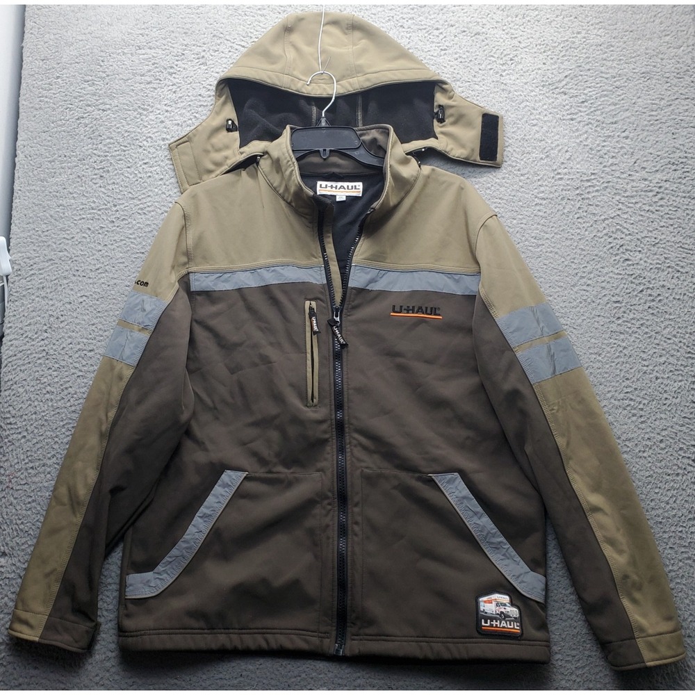 U-Haul Employee Jacket Mens 2XL Multi Fleece Lined Detachable Hood Logo Full Zip